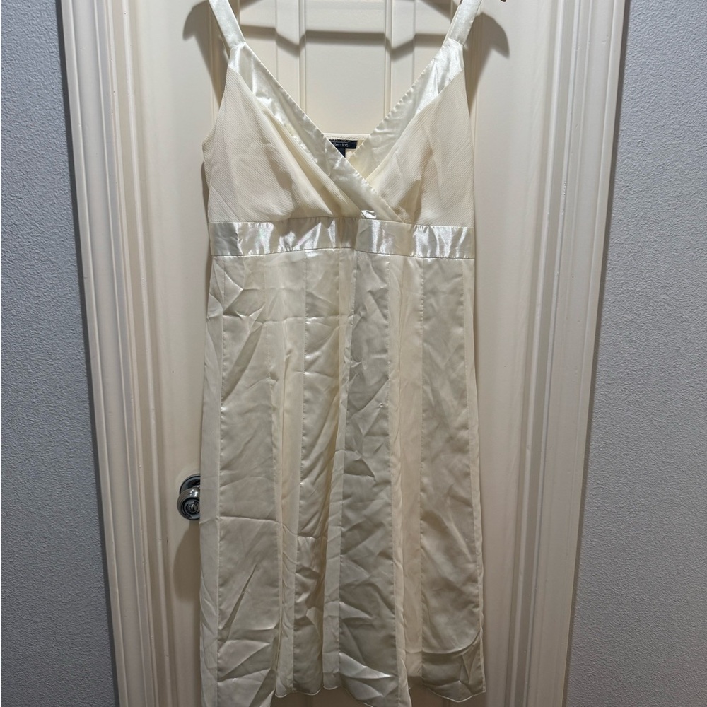 Dressbarn Cream Satin Chemise with Subtle Detailing